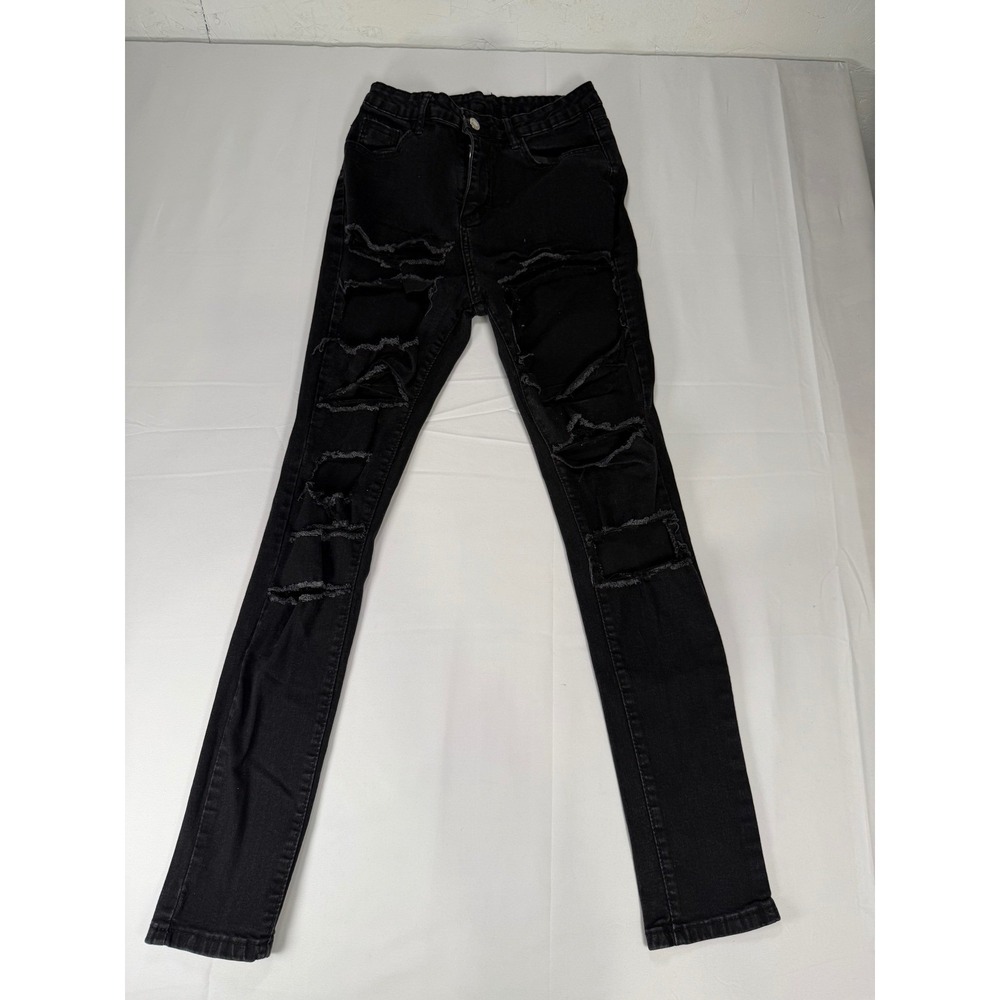 SHEIN Black Distressed Ripped Skinny Jeans Women's Size 8